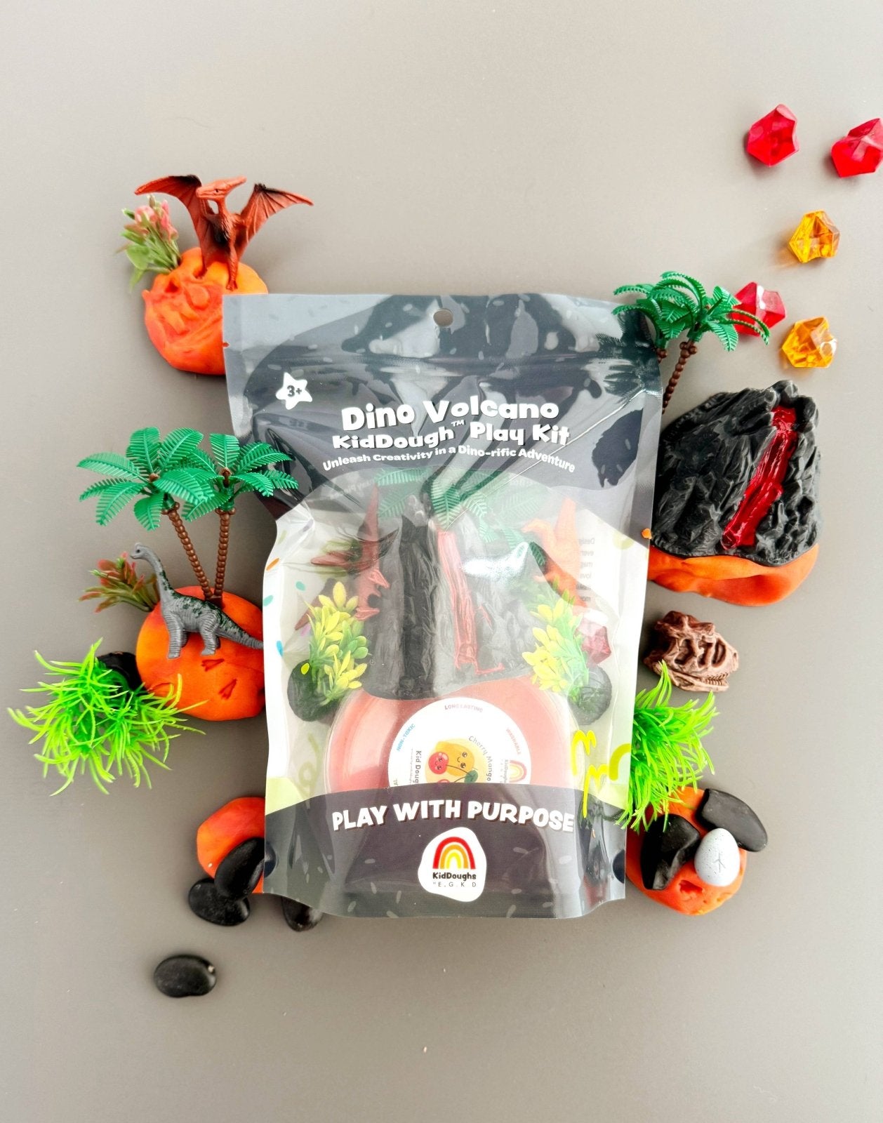 Earth Grown KidDoughs Dino Volcano KidDough Play Kit - Flying Ryno