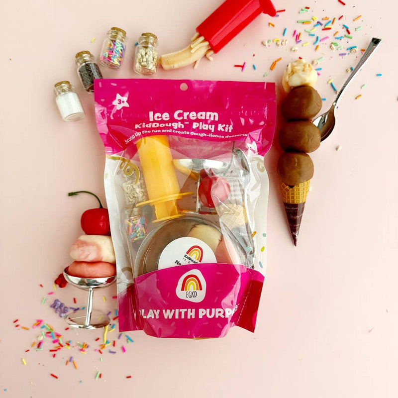 Earth Grown KidDoughs Ice Cream (Neapolitan) Kiddough Play Kit - Flying Ryno