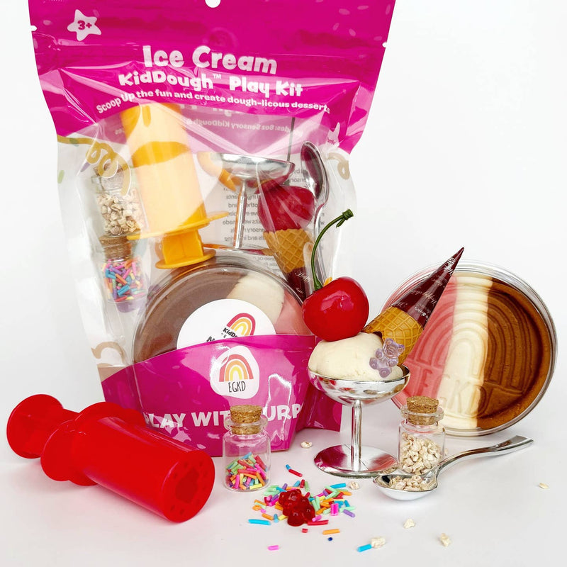 Earth Grown KidDoughs Ice Cream (Neapolitan) Kiddough Play Kit - Flying Ryno