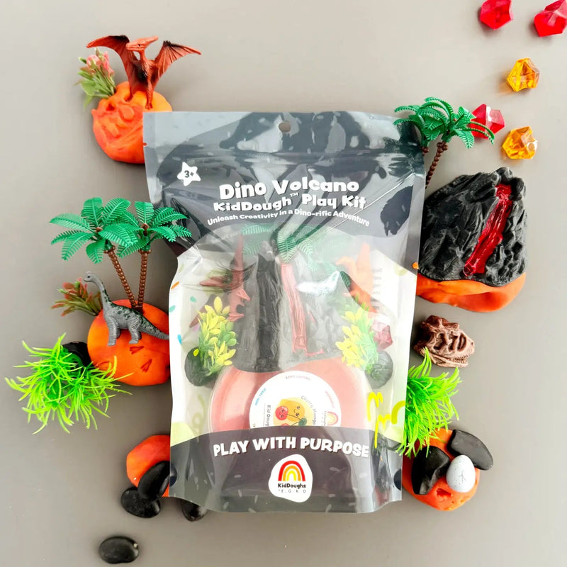 Earth Grown KidsDough Dino Volcano (Cherry Mango) Kiddough Play Kit - Flying Ryno