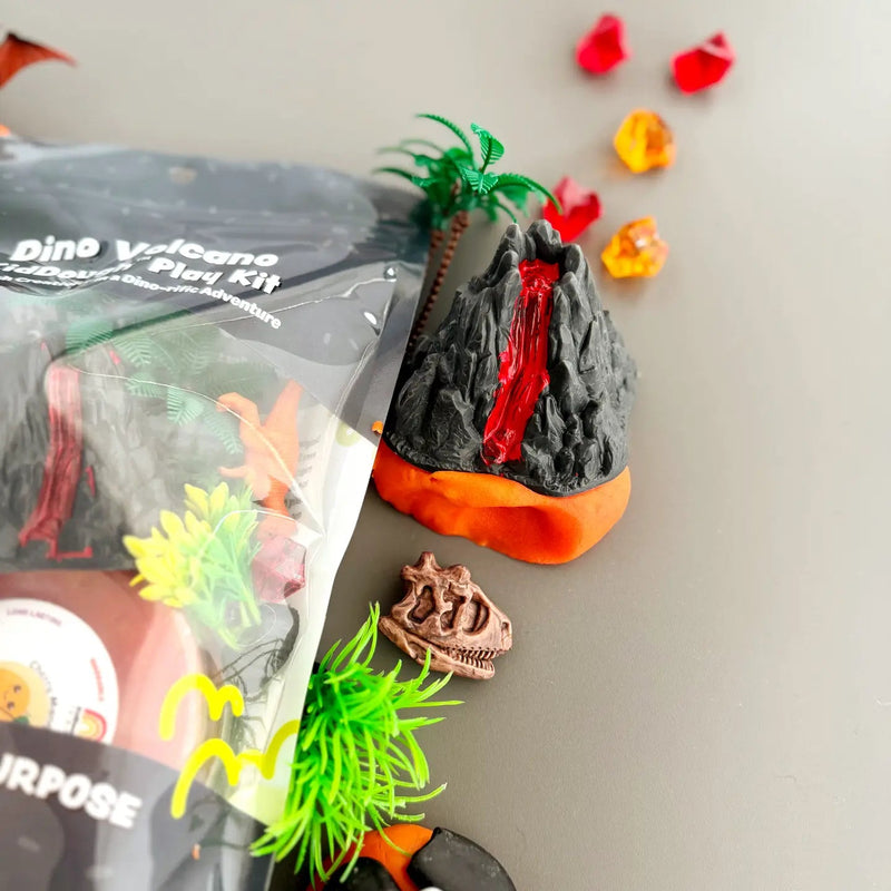 Earth Grown KidsDough Dino Volcano (Cherry Mango) Kiddough Play Kit - Flying Ryno