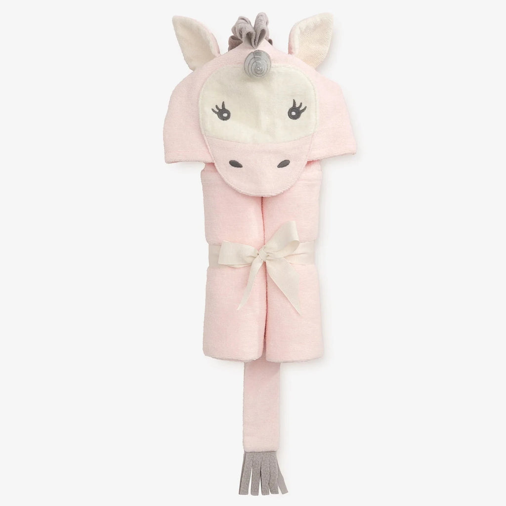 Elegant Baby Pink Unicorn Hooded Baby Bath Wrap - Flying Ryno