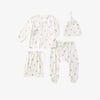 Elegant Baby Preemie Blue Safari Print Organic Cotton Pointelle Layette 3 Pc Gift Set - Flying Ryno