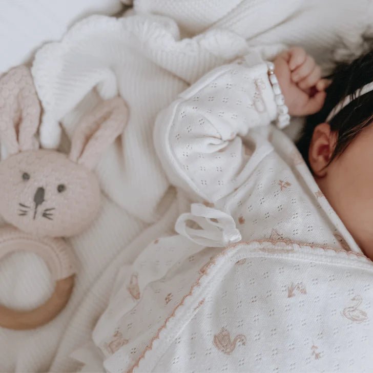 Elegant Baby Preemie Pink Swan Print Organic Cotton Pointelle Layette 3 Pc Gift Set - Flying Ryno