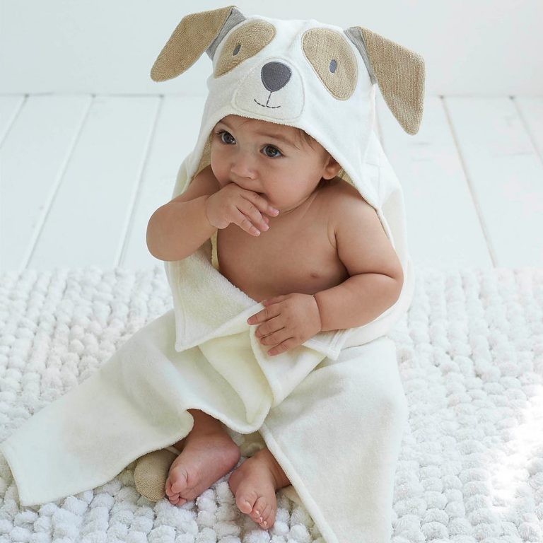 Elegant Baby Tan Puppy Hooded Baby Bath Wrap - Flying Ryno