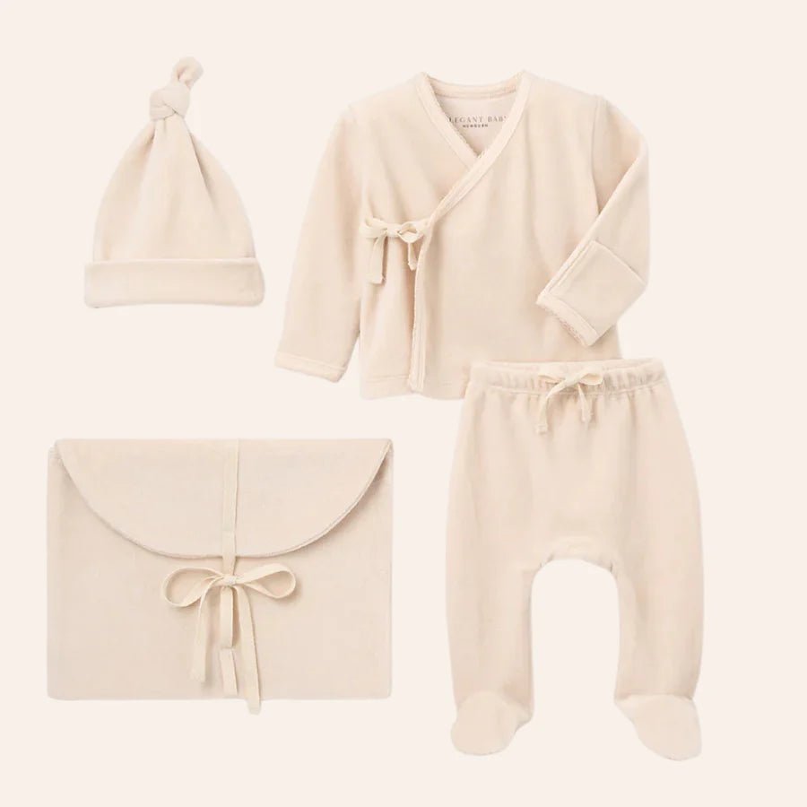 Elegant Baby Taupe Velour Envelope Bag Set - Flying Ryno