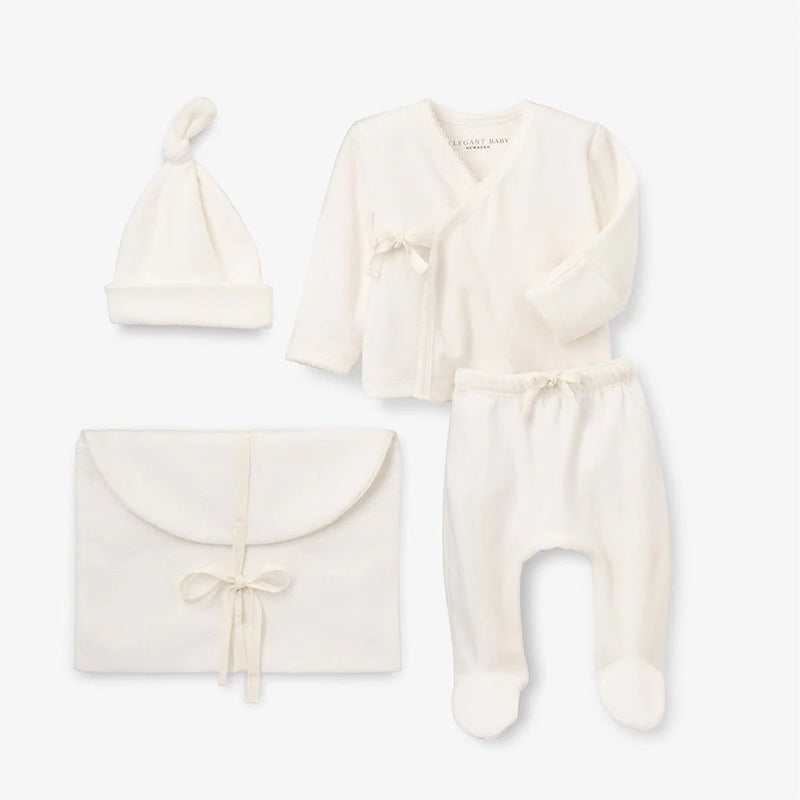 Elegant Baby Whisper White Velour Envelope Bag Newborn Set - Flying Ryno