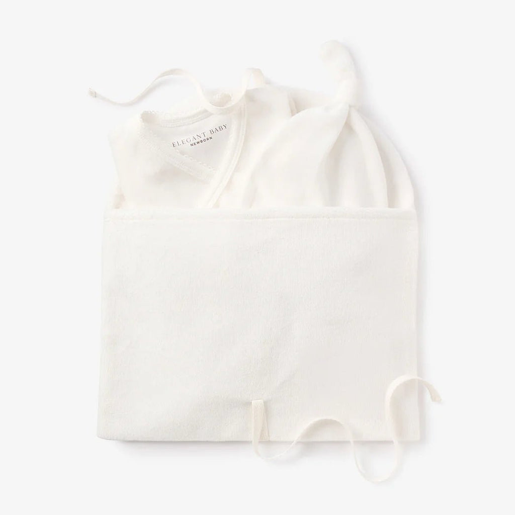 Elegant Baby Whisper White Velour Envelope Bag Newborn Set - Flying Ryno