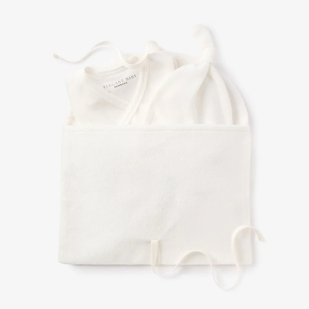 Elegant Baby Whisper White Velour Envelope Bag Newborn Set - Flying Ryno