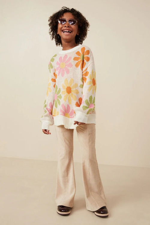 Hayden Girls Retro Daisy Knit Pullover Sweater - Flying Ryno