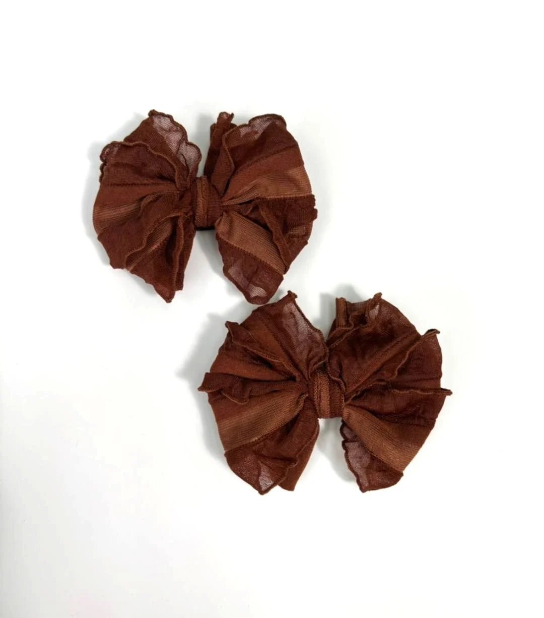 In Awe by Rockin' Royalty Ruffled Hair Clip Piggy Set, Chestnut - Flying Ryno