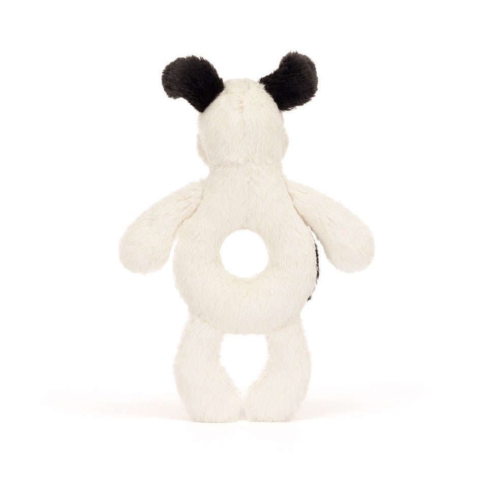 Jellycat Black and Cream Puppy Ring Rattle - Flying Ryno