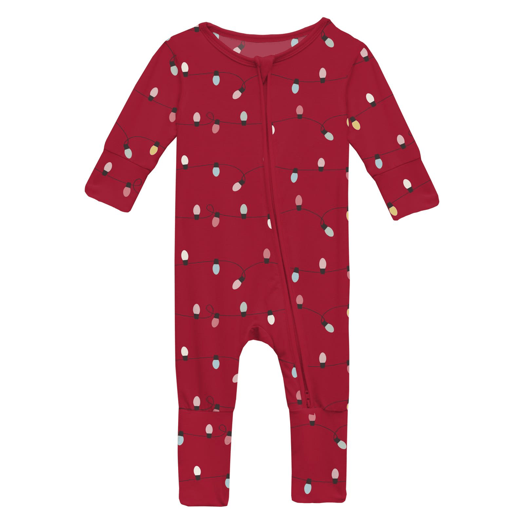 Kickee Pants Print Convertible Coverall, Crimson Holiday Lights - Flying Ryno