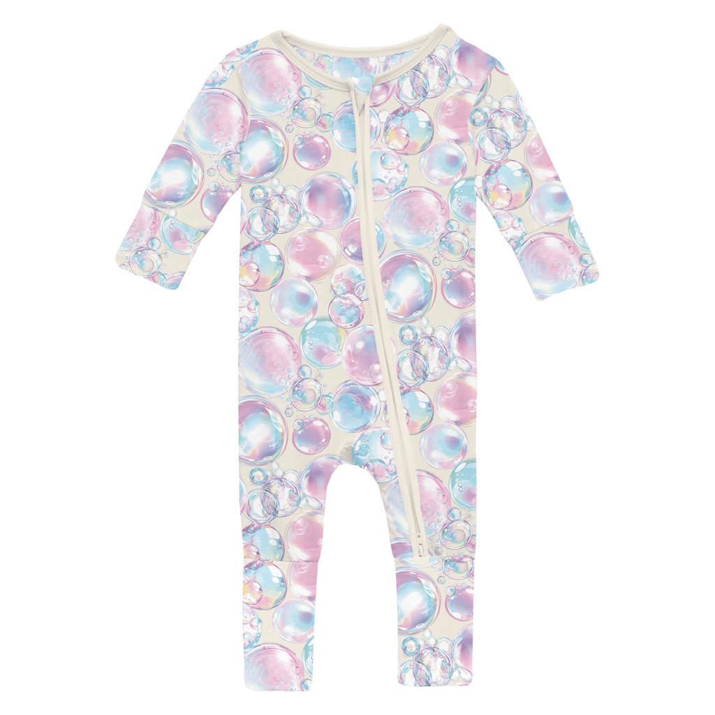 Kickee Pants Print Convertible Coverall, Natural Bubbles - Flying Ryno