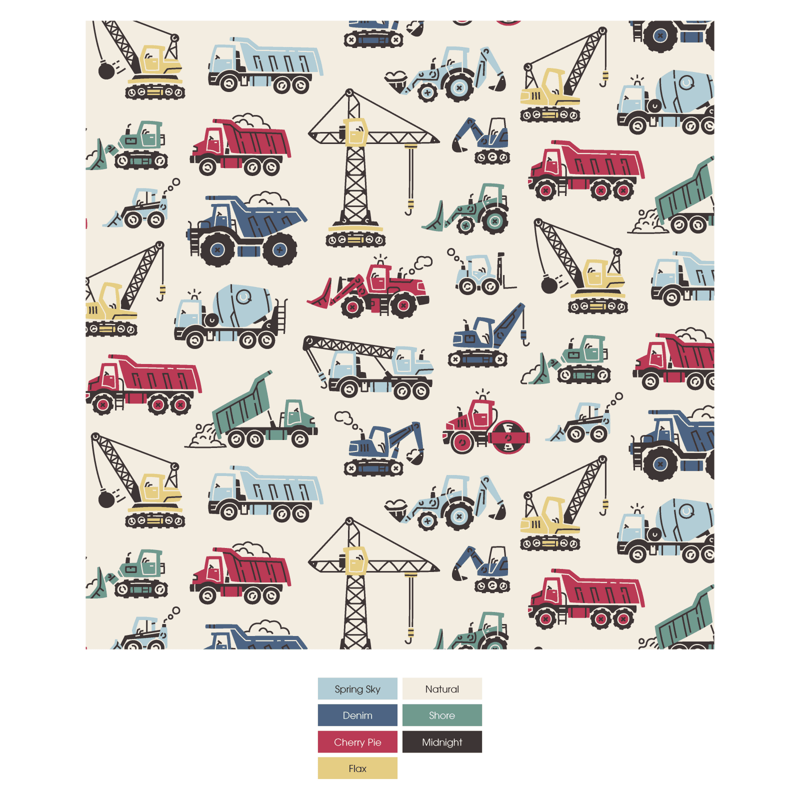 Kickee Pants Print Convertible Coverall, Natural Construction Trucks - Flying Ryno