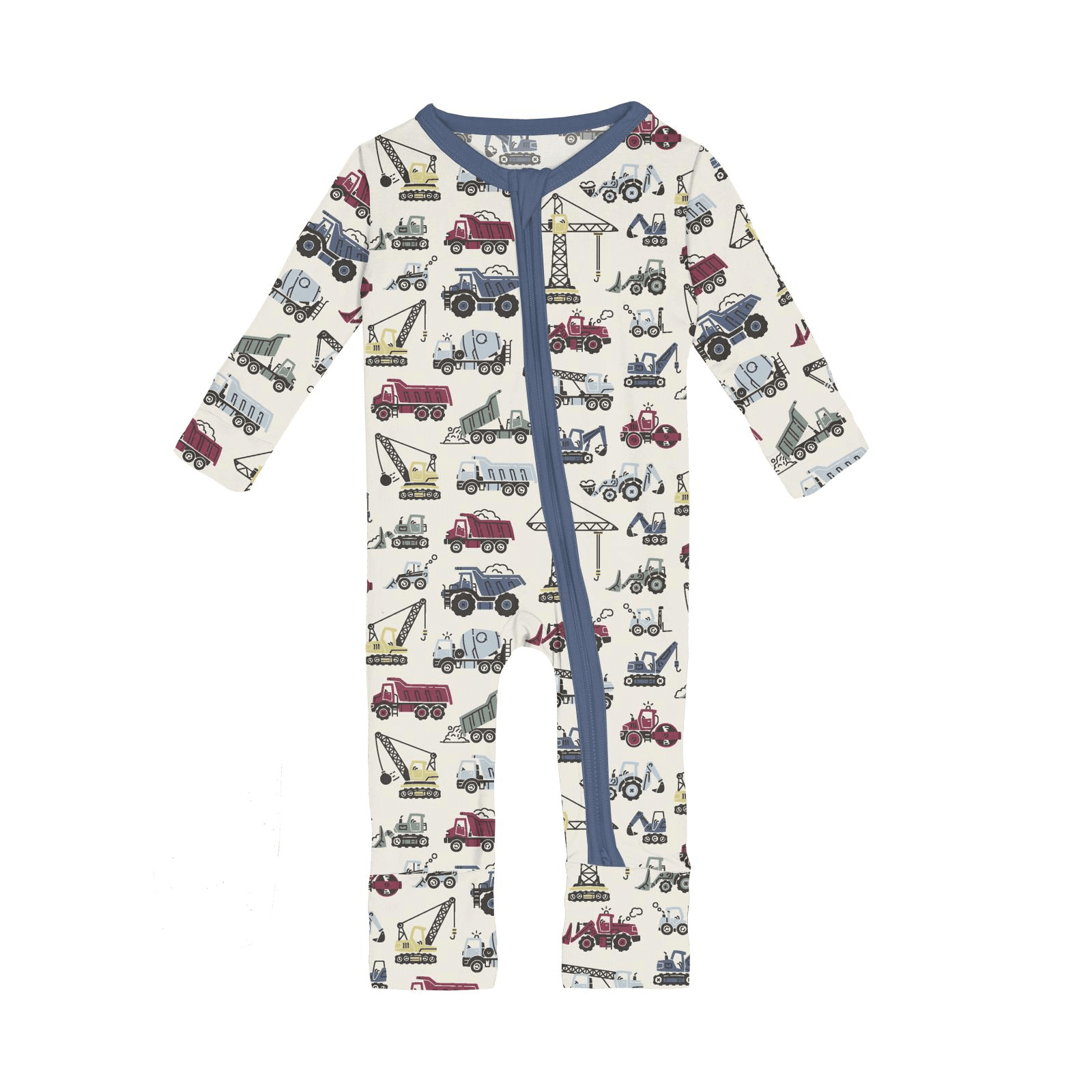 Kickee Pants Print Convertible Coverall, Natural Construction Trucks - Flying Ryno