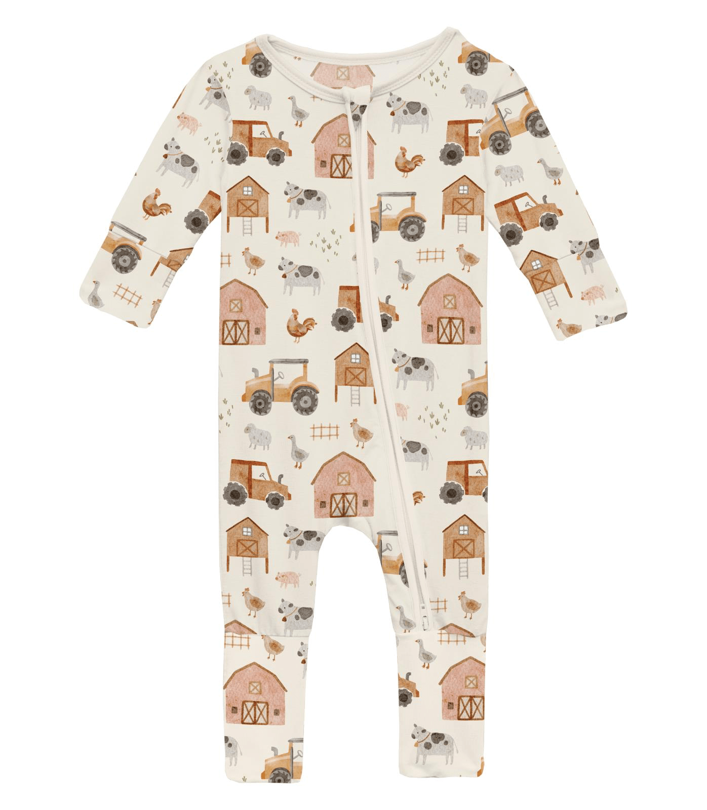 Kickee Pants Print Convertible Coverall, Natural Farm Life - Flying Ryno