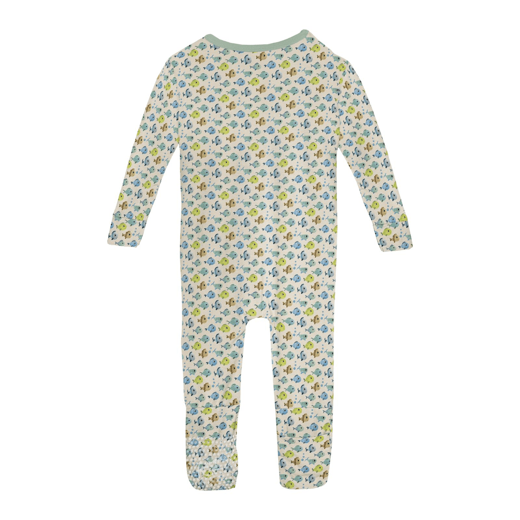 Kickee Pants Print Convertible Coverall, Natural Fishies - Flying Ryno