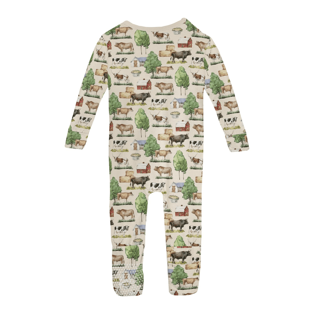 Kickee Pants Print Convertible Coverall, Natural Grazing Cows - Flying Ryno