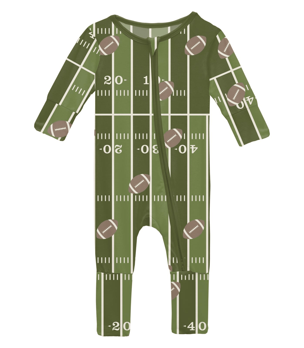 Kickee Pants Print Convertible Coverall, Pesto Football - Flying Ryno