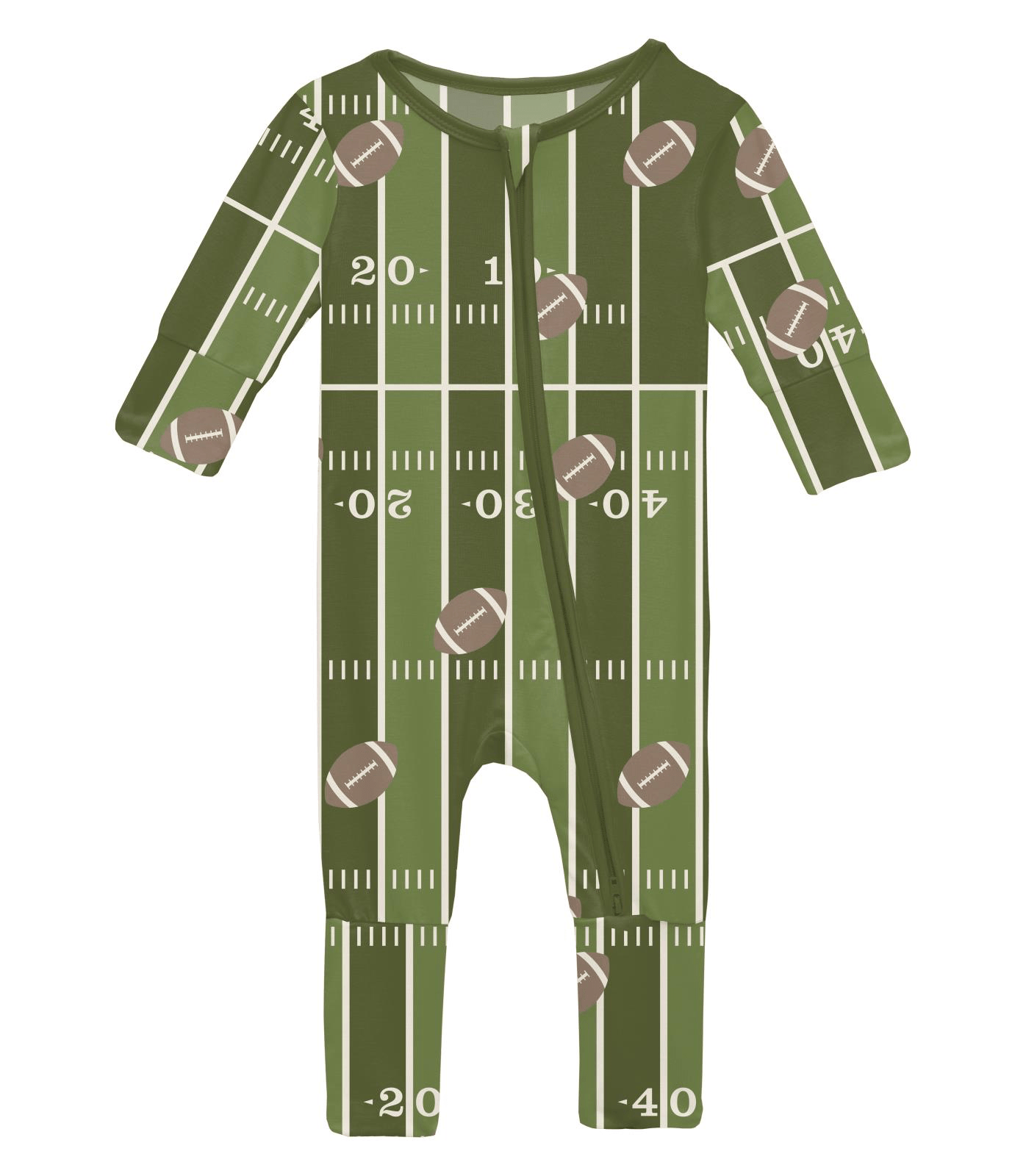 Kickee Pants Print Convertible Coverall, Pesto Football - Flying Ryno