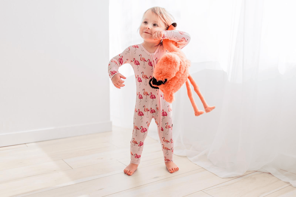 Kickee Pants Print Convertible Coverall, Shrinking Violet Flamingo - Flying Ryno