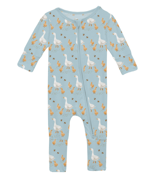 Kickee Pants Print Convertible Coverall, Spring Sky Feeding Ducks - Flying Ryno