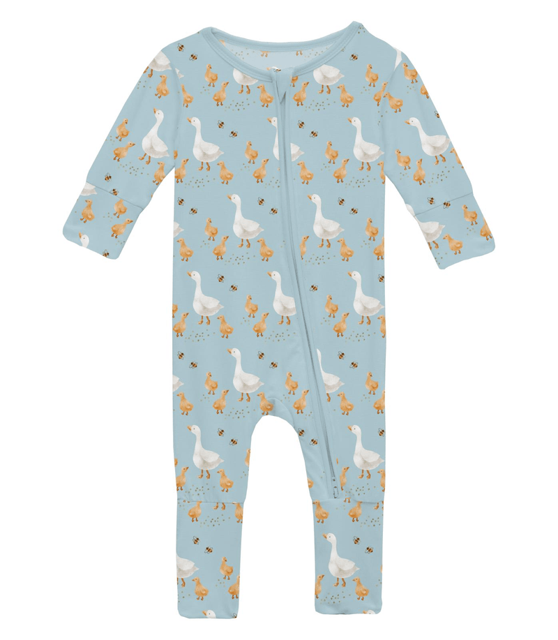 Kickee Pants Print Convertible Coverall, Spring Sky Feeding Ducks - Flying Ryno