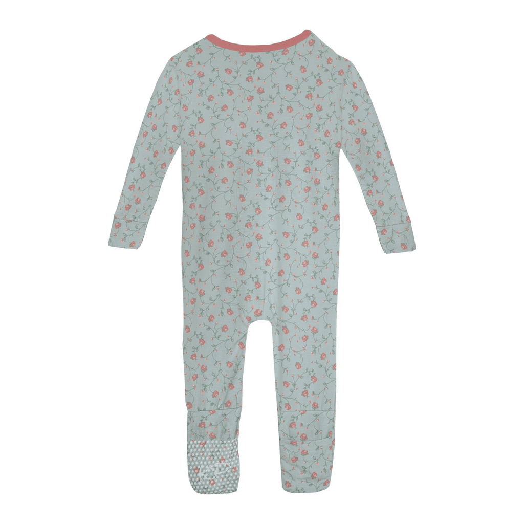 Kickee Pants Print Convertible Coverall, Spring Sky Floral Vines - Flying Ryno