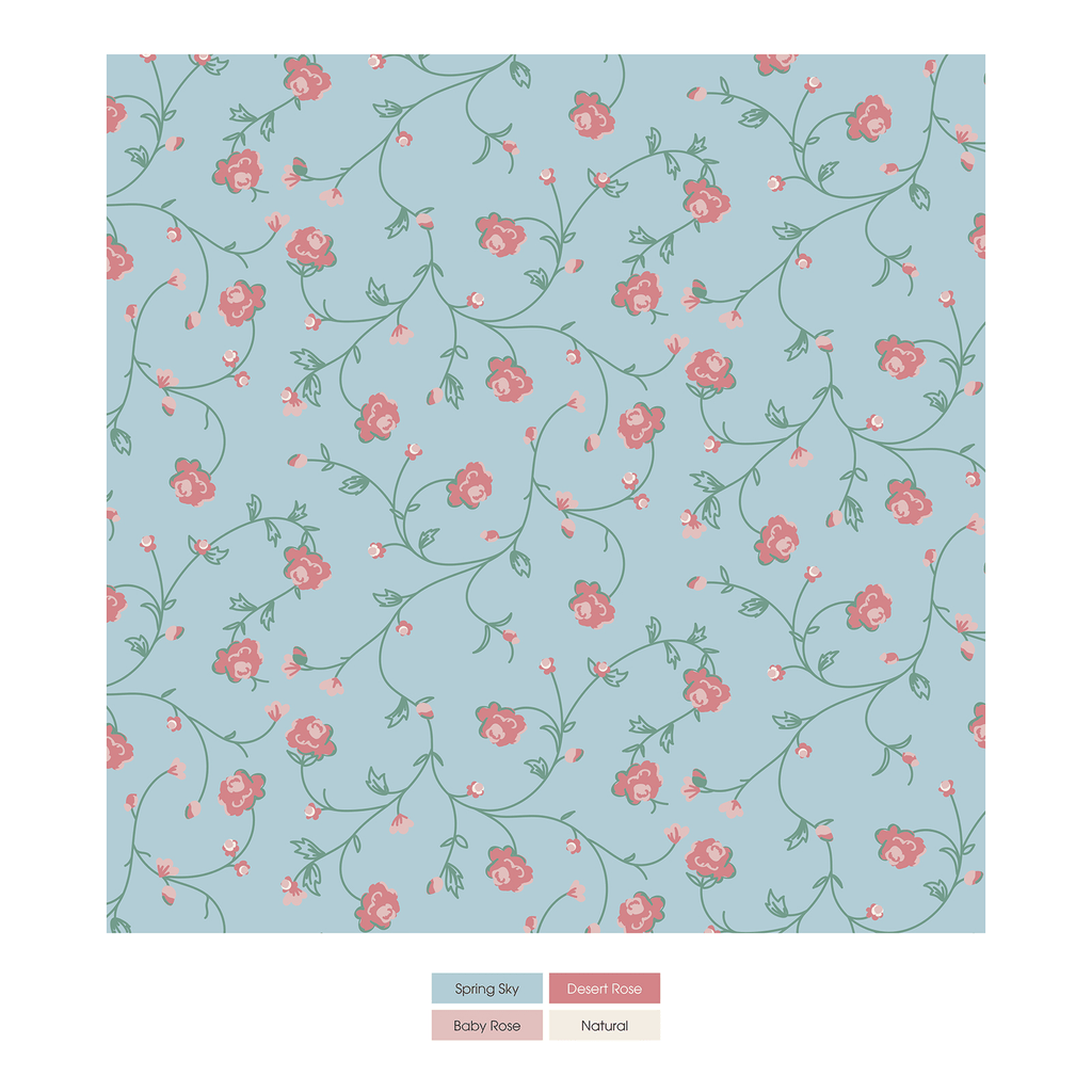 Kickee Pants Print Convertible Coverall, Spring Sky Floral Vines - Flying Ryno