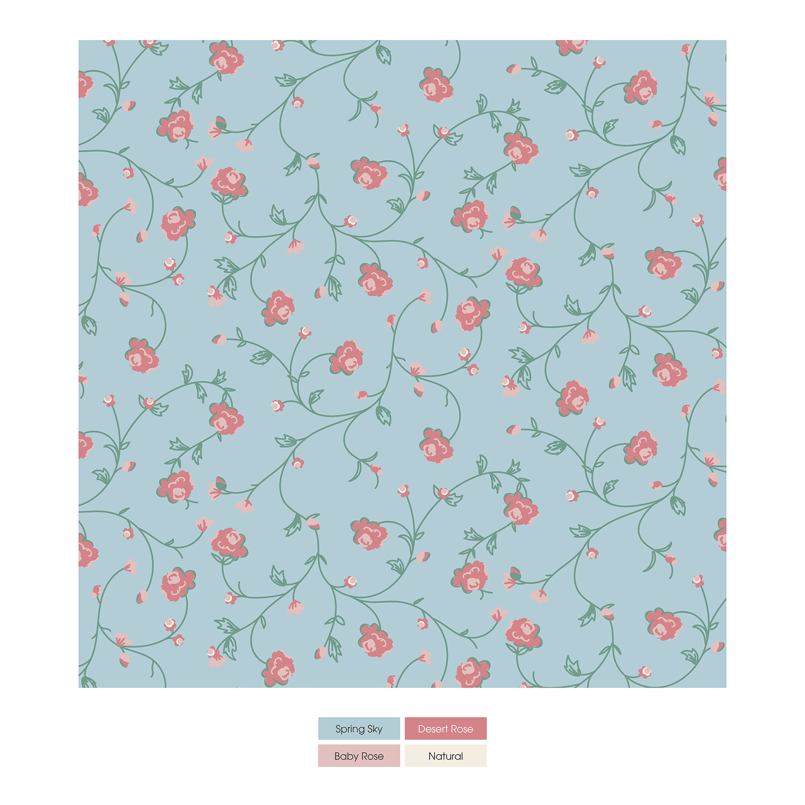 Kickee Pants Print Convertible Coverall, Spring Sky Floral Vines - Flying Ryno