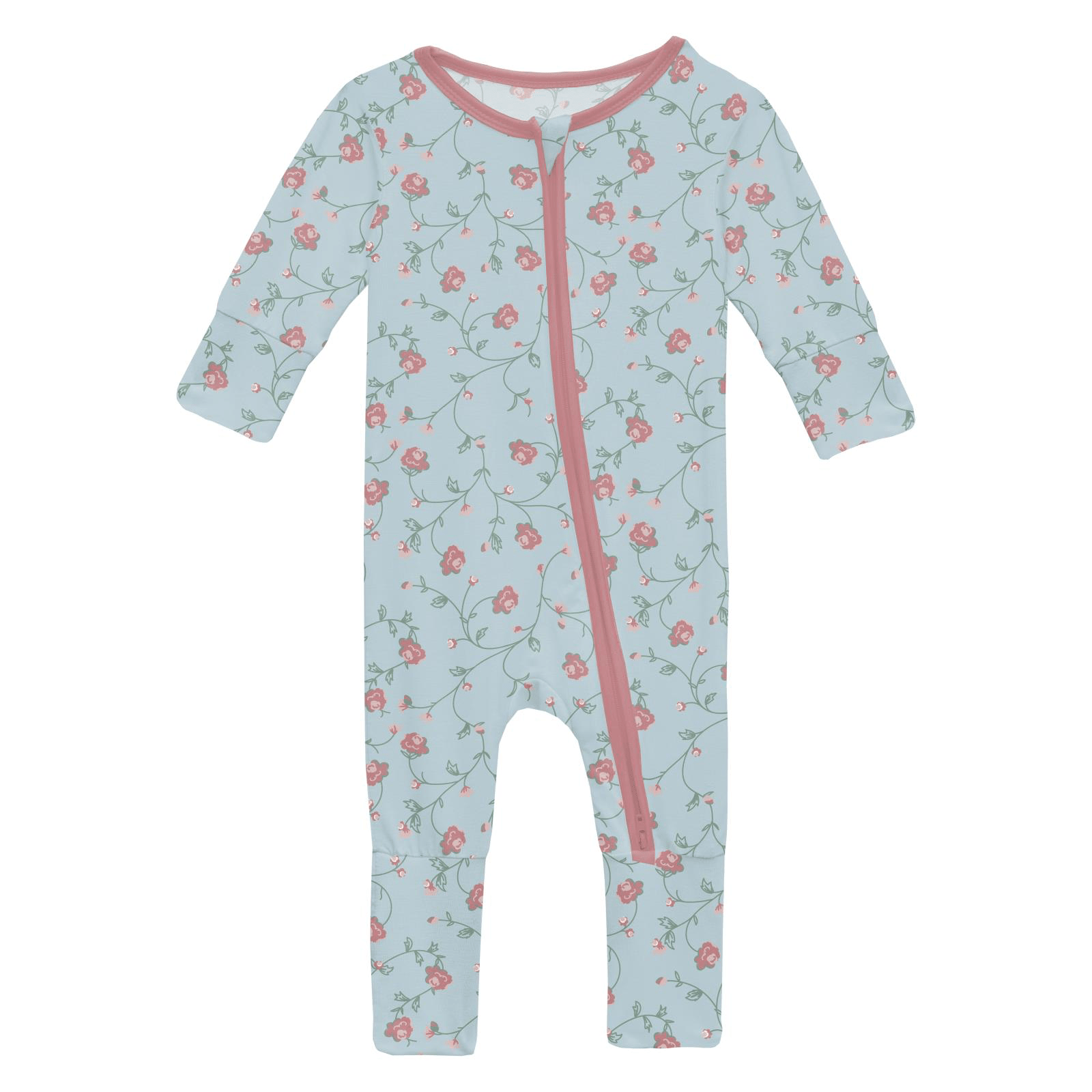 Kickee Pants Print Convertible Coverall, Spring Sky Floral Vines - Flying Ryno