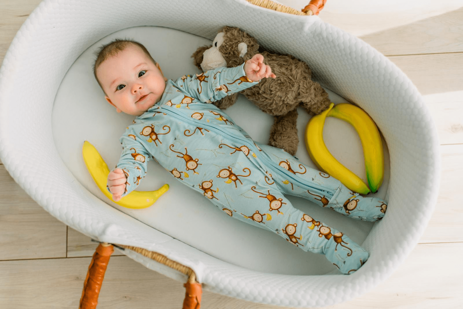 Kickee Pants Print Convertible Coverall, Spring Sky Monkeys and Bananas - Flying Ryno