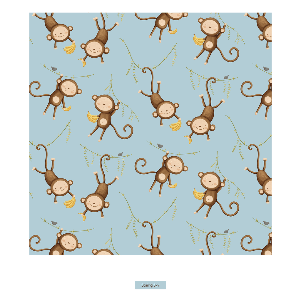 Kickee Pants Print Convertible Coverall, Spring Sky Monkeys and Bananas - Flying Ryno