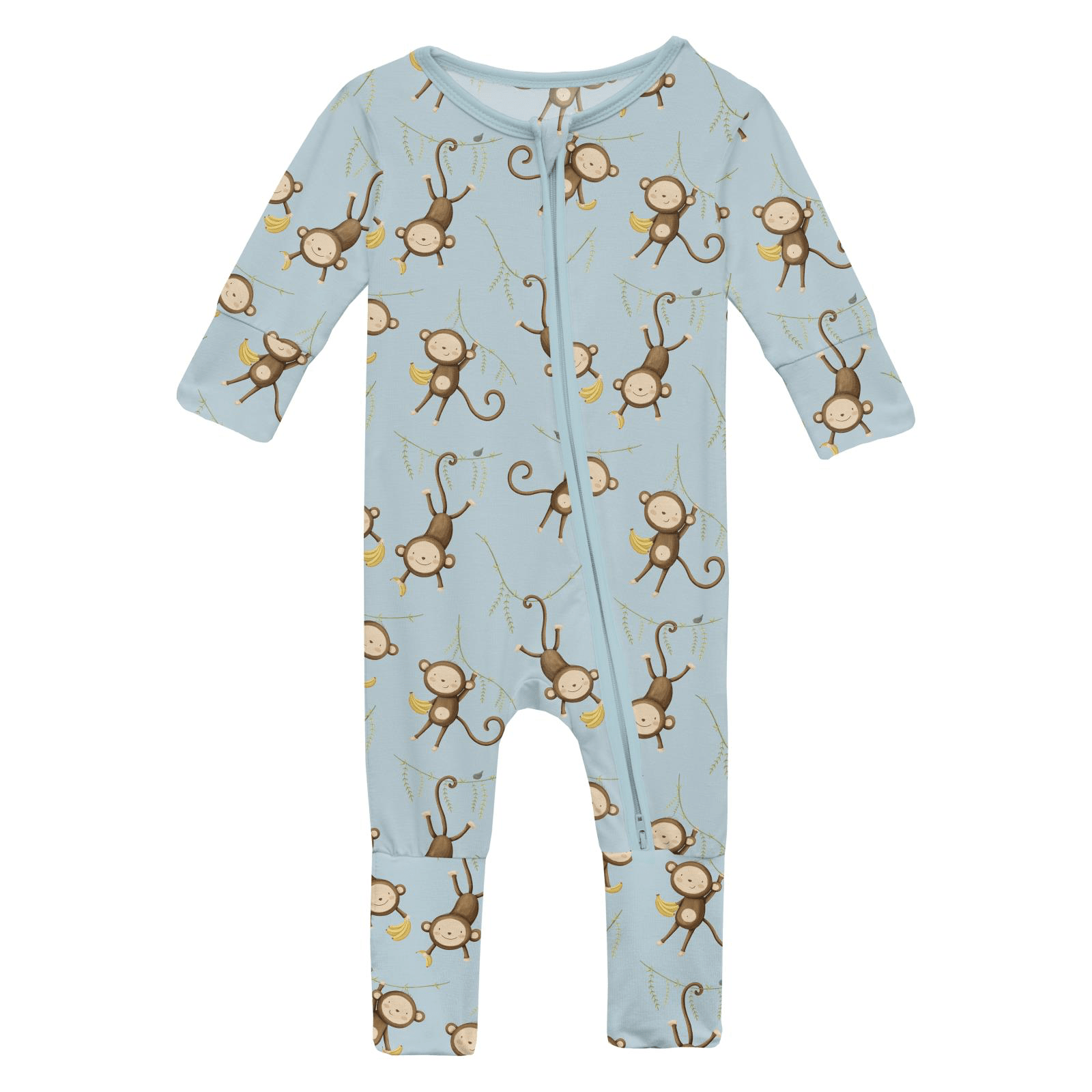 Kickee Pants Print Convertible Coverall, Spring Sky Monkeys and Bananas - Flying Ryno