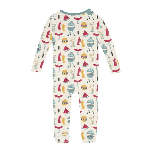 Kickee Pants Print Convertible Sleeper with Zipper, Natural BBQ - Flying Ryno