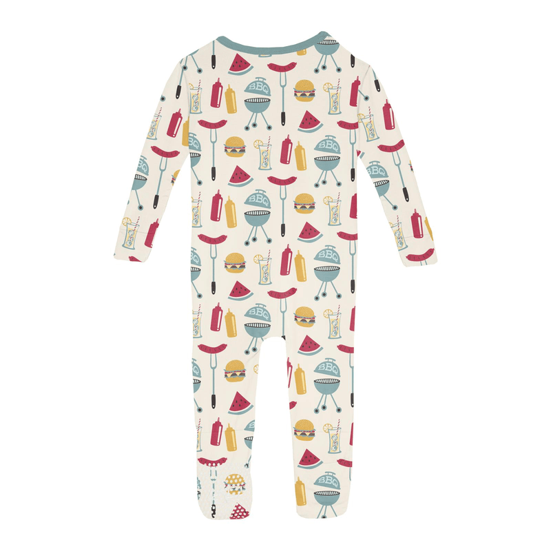 Kickee Pants Print Convertible Sleeper with Zipper, Natural BBQ - Flying Ryno