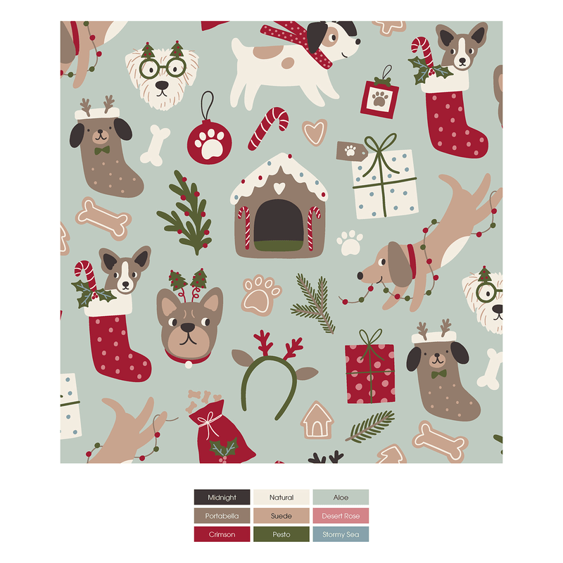Kickee Pants Print Footie with 2 Way Zipper, Aloe Christmas Dogs - Flying Ryno