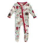 Kickee Pants Print Footie with 2 Way Zipper, Aloe Christmas Dogs - Flying Ryno