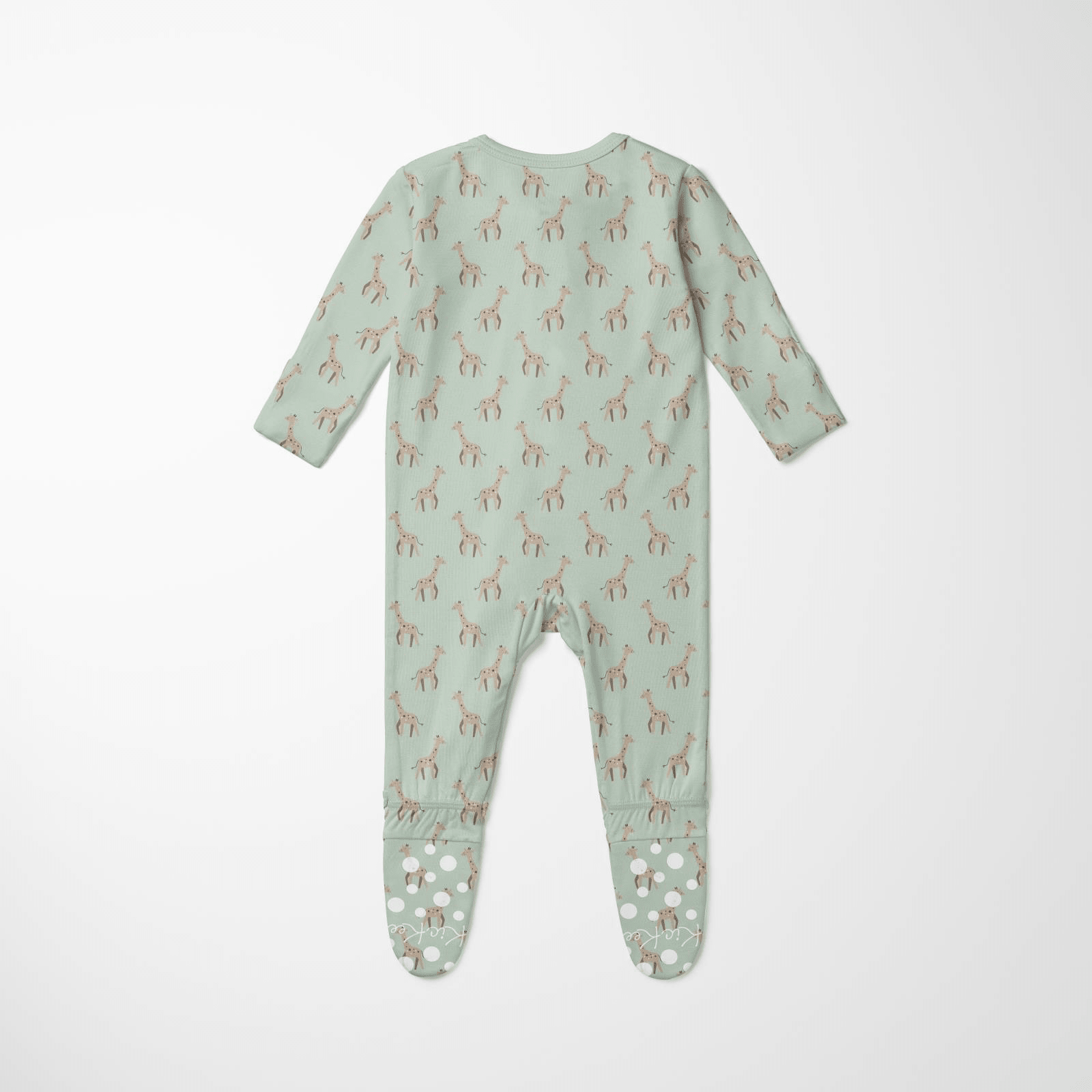 Kickee Pants Print Footie with 2 Way Zipper, Aloe Giraffe - Flying Ryno
