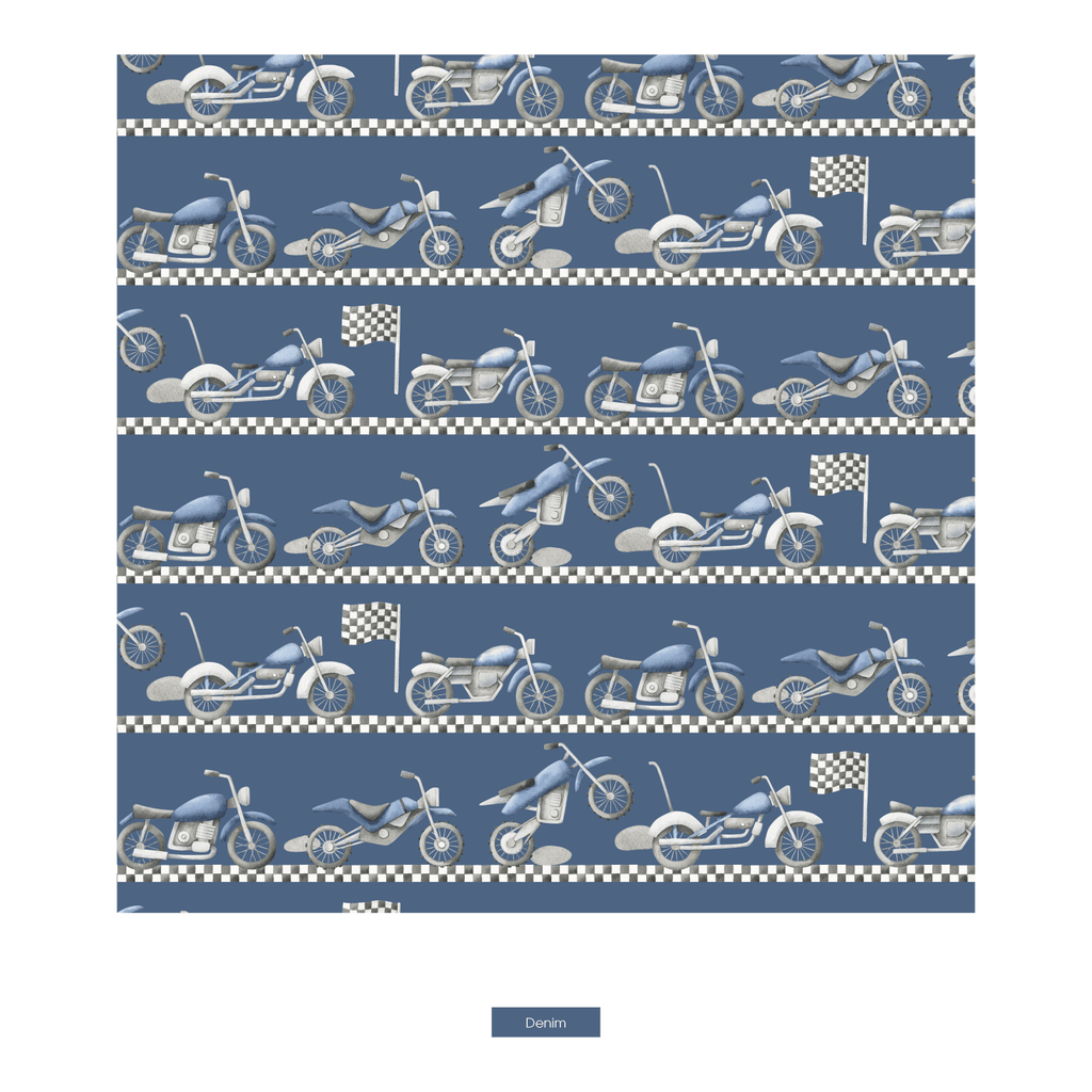 Kickee Pants Print Footie with 2 Way Zipper, Denim Motorcycles - Flying Ryno