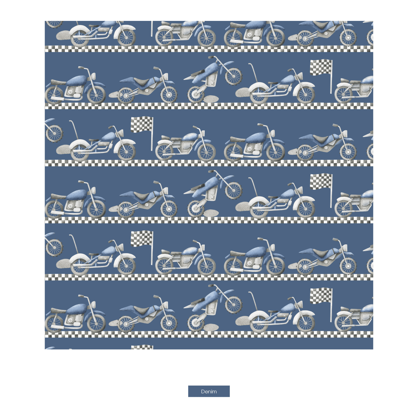 Kickee Pants Print Footie with 2 Way Zipper, Denim Motorcycles - Flying Ryno