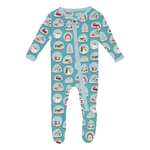 Kickee Pants Print Footie with 2 Way Zipper, Glacier Snow Globes - Flying Ryno