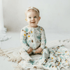Kickee Pants Print Footie with 2 Way Zipper, Natural Animal Parade - Flying Ryno