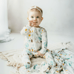 Kickee Pants Print Footie with 2 Way Zipper, Natural Animal Parade - Flying Ryno