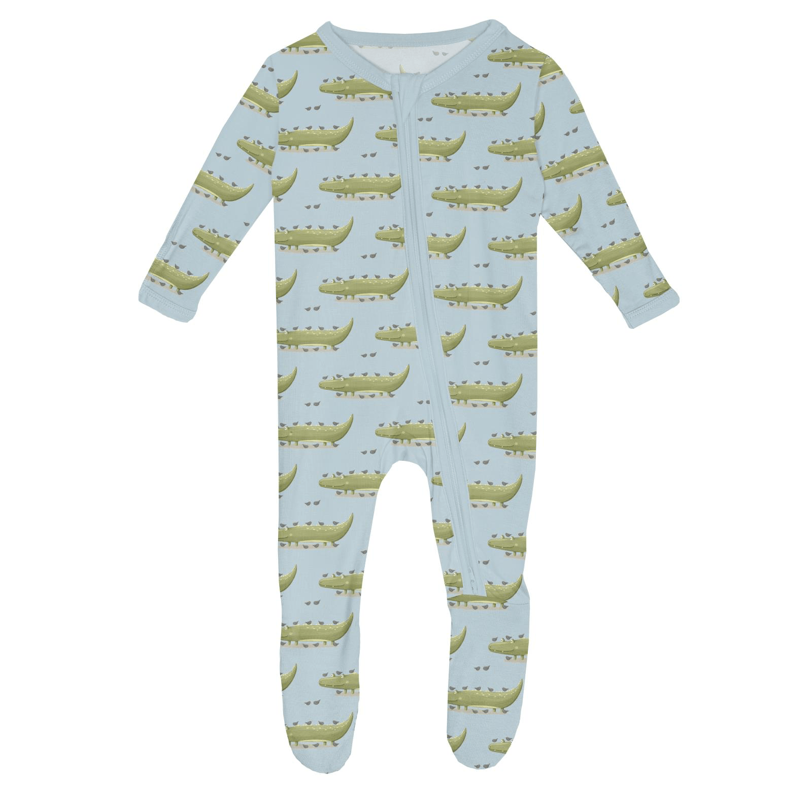 Kickee Pants Print Footie with 2 Way Zipper, Spring Croc and Friends - Flying Ryno