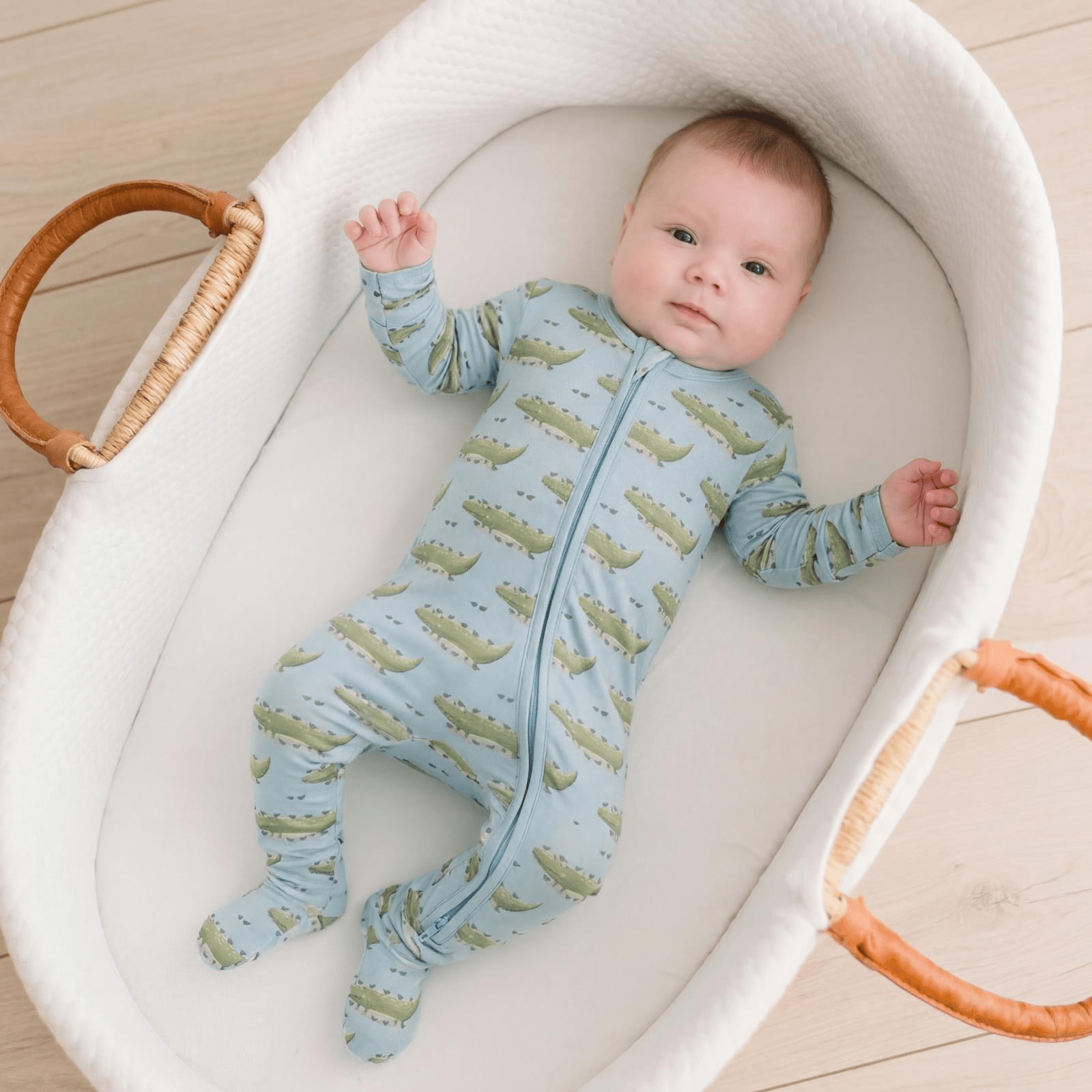 Kickee Pants Print Footie with 2 Way Zipper, Spring Croc and Friends - Flying Ryno