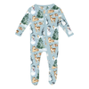 Kickee Pants Print Footie with 2 Way Zipper, Spring Sky Winter Wonderland - Flying Ryno