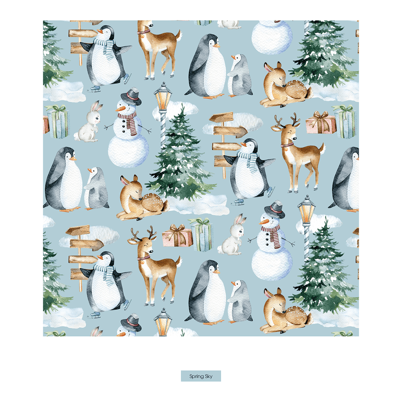 Kickee Pants Print Footie with 2 Way Zipper, Spring Sky Winter Wonderland - Flying Ryno