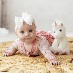 Kickee Pants Print Layette Ruffle Footie with 2 Way Zipper, Baby Rose Fair Carousel - Flying Ryno